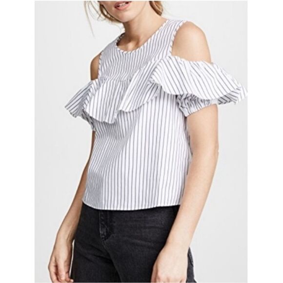 Club Monaco|Pallatona Striped Cold Shoulder Top, SMALL - Picture 2 of 7